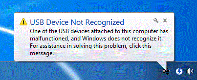 usb not recognized